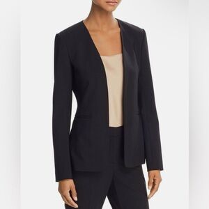 NWT Theory Isita R Wool open front cinched back Blazer Dark Navy Black sz 00